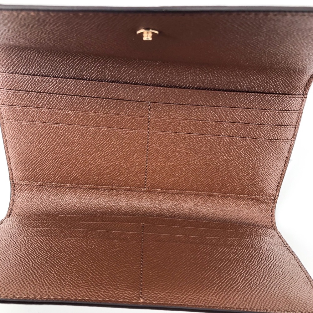 COACH Tri-Fold Checkbook Wallet Saddle Brown - Picture 4 of 8
